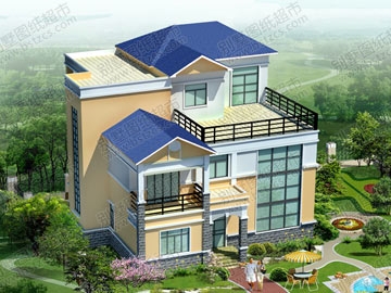 三層帶露臺別墅全套施工圖及效果圖_別墅設計圖紙,農村房屋設計圖