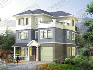 三層帶車庫(kù)新農(nóng)村房屋設(shè)計(jì)圖紙及效果圖_別墅設(shè)計(jì)圖紙_農(nóng)村房屋設(shè)計(jì)圖