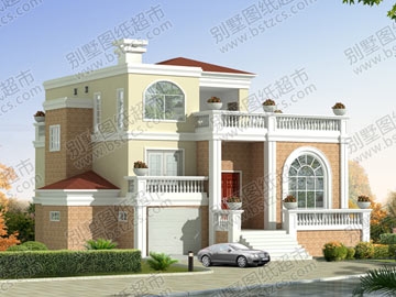 帶車庫及露臺錯層別墅設計全套圖紙及效果圖_別墅設計圖紙,農村房屋設計圖