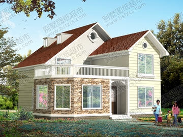 二層帶露臺及閣樓別墅設計圖紙施工圖_別墅設計圖紙,農村房屋設計圖