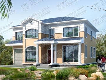 漂亮大氣的帶車(chē)庫(kù)及閣樓二層別墅設(shè)計(jì)圖紙_別墅設(shè)計(jì)圖紙,農(nóng)村房屋設(shè)計(jì)圖