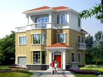 時尚三層帶車庫露臺別墅設計圖紙_別墅設計圖紙,農(nóng)村房屋設計圖