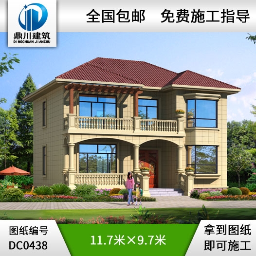 新農村二層帶露臺小別墅設計圖紙_農村兩層自建房屋設計圖,鼎川建筑