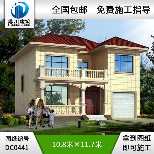 二層帶車庫農村別墅設計圖紙_農村兩層自建房設計圖紙,鼎川別墅圖紙