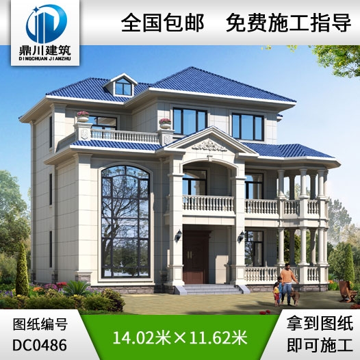 新農村三層帶檐廊自建房小別墅設計圖紙_農村三層別墅設計,鼎川建筑