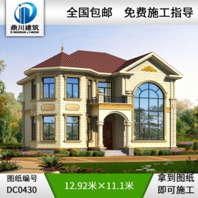 歐式二層挑空客廳別墅設計圖紙及效果圖_農村兩層歐式別墅設計,鼎川別墅圖紙