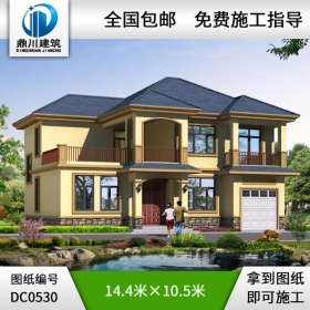 漂亮的二層帶車庫露臺農(nóng)村別墅設(shè)計圖施工圖紙_農(nóng)村兩層小別墅設(shè)計圖紙,鼎川別墅設(shè)計