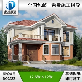 新農(nóng)村二層帶露臺獨棟小別墅圖紙施工圖及效果圖_鄉(xiāng)村二層別墅設(shè)計圖紙,鼎川建筑