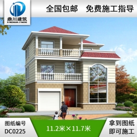 三層帶車庫露臺復式客廳別墅圖紙_別墅設計圖紙,鼎川圖紙超市