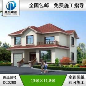 新農村二層帶車庫私宅設計圖紙_二層農村自建房設計,鼎川建筑