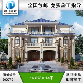 雙拼三層實用別墅圖紙及效果圖_新農村兄弟自建房設計,鼎川建筑