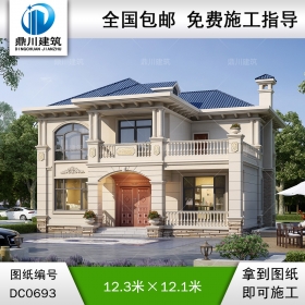 新農(nóng)村二層帶露臺(tái)簡(jiǎn)歐小別墅效果圖及施工圖紙_鄉(xiāng)村兩層自建房設(shè)計(jì),鼎川建筑