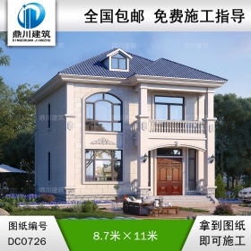 歐式二層實用小戶型別墅圖紙_農村自建房設計,鼎川建筑