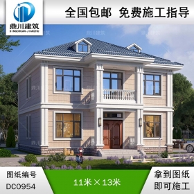 二層歐式別墅全套施工圖紙及效果圖_新農(nóng)村自建房設(shè)計,鼎川建筑