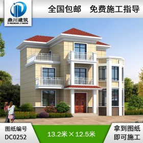 新農村三層帶露臺自建房設計圖紙_別墅圖紙超市,三層農村別墅