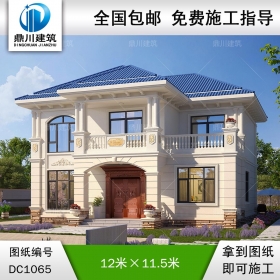 二層歐式別墅設計圖紙及外觀效果圖_新農村自建別墅設計,鼎川建筑