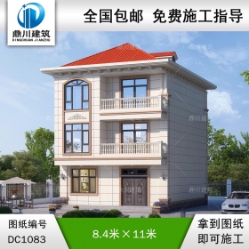 三層簡歐小戶型別墅施工圖紙及效果圖_農村自建別墅設計,鼎川建筑