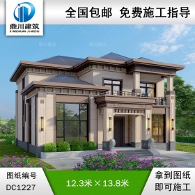 新中式二層別墅圖紙及效果圖_農村自建別墅設計,鼎川建筑