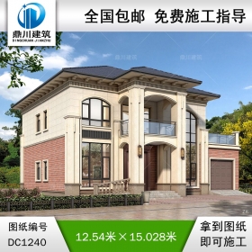 新中式二層別墅施工圖紙及效果圖_農村自建別墅設計,鼎川建筑