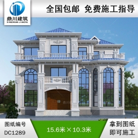 歐式三層復式別墅施工圖紙及效果圖_農村自建別墅設計,鼎川建筑