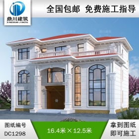 歐式三層復(fù)式別墅施工圖紙及效果圖_農(nóng)村自建別墅設(shè)計,鼎川建筑