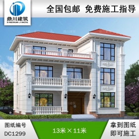 歐式三層別墅施工圖紙及效果圖_農(nóng)村自建別墅設(shè)計,鼎川建筑