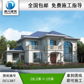 歐式二層別墅效果圖及施工圖紙_農(nóng)村自建別墅設計,鼎川建筑