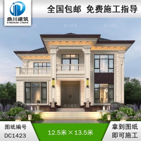 大氣新中式二層別墅設計圖紙及效果圖_農(nóng)村自建房設計,鼎川建筑