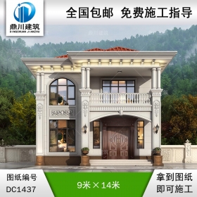 歐式二層別墅設計圖紙及效果圖_農(nóng)村自建房設計,鼎川建筑