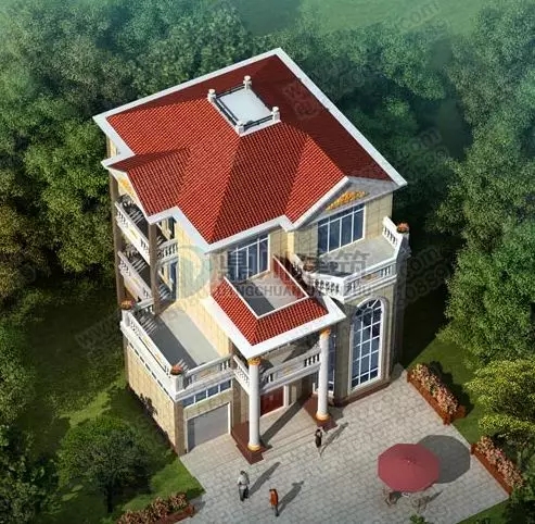 挑空客廳+旋轉樓梯，13&times;14三層優(yōu)雅大氣歐式別墅