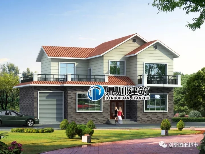 帶車庫二層農(nóng)村別墅